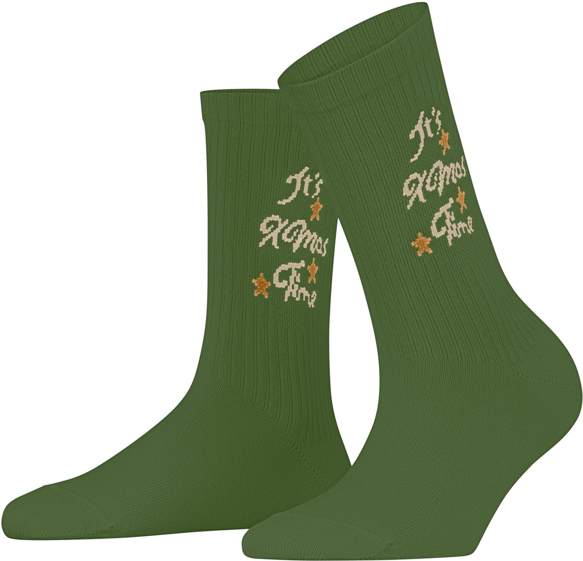 Burlington X-Mas Rib gedessineerd katoen sokken dames groen - maat 36-41