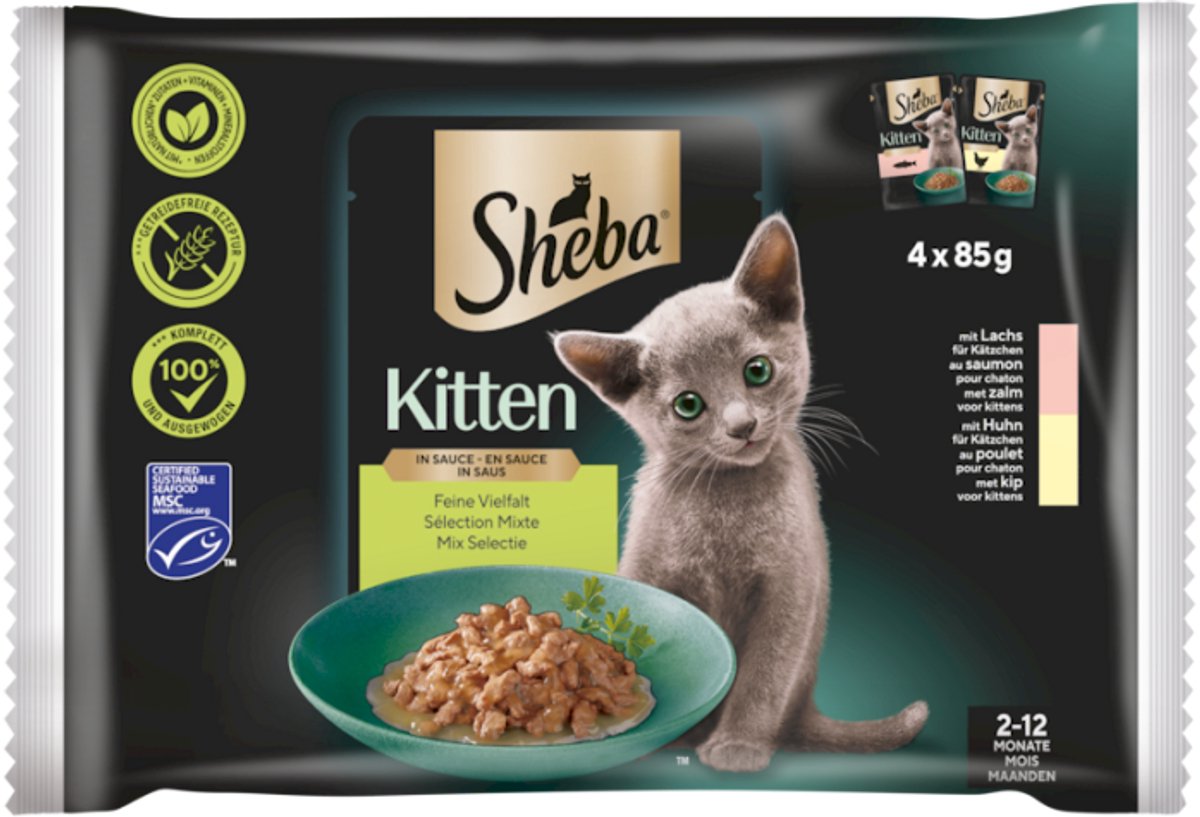 Sheba Sheba Natvoer voor Kitten Pouch 4x85g