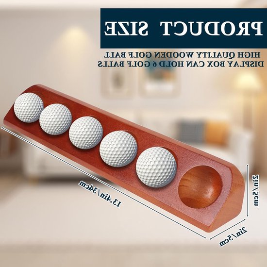 SnelShoppen - Golfbalstandaard met 6 Holes, Houten Wandstandaard met Verborgen Schroeven, Decoratie voor Golfballen, Perfect voor Kantoor en Studio van Snelshoppen — afbeelding 2