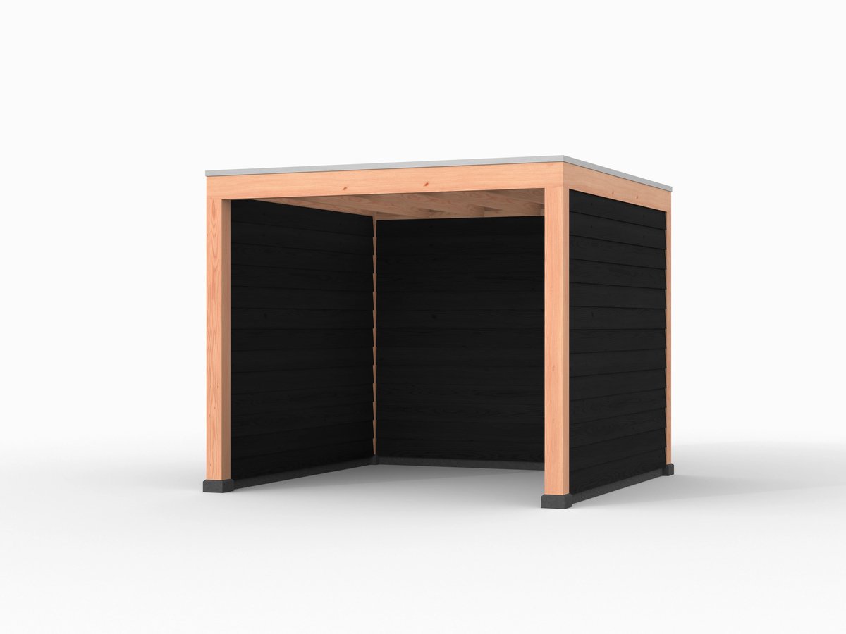 Douglas overkapping, 300 x 300, met achterwand en twee zijwanden, Westwood Elegant zwart