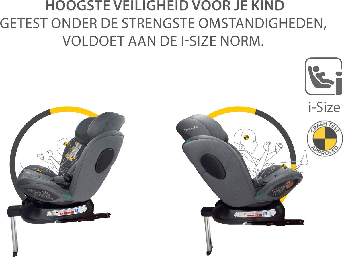 Liefjes & Co Growsafe Autostoel - i-Size 4-in-1 - 150 cm) Grijs thumbnail 2