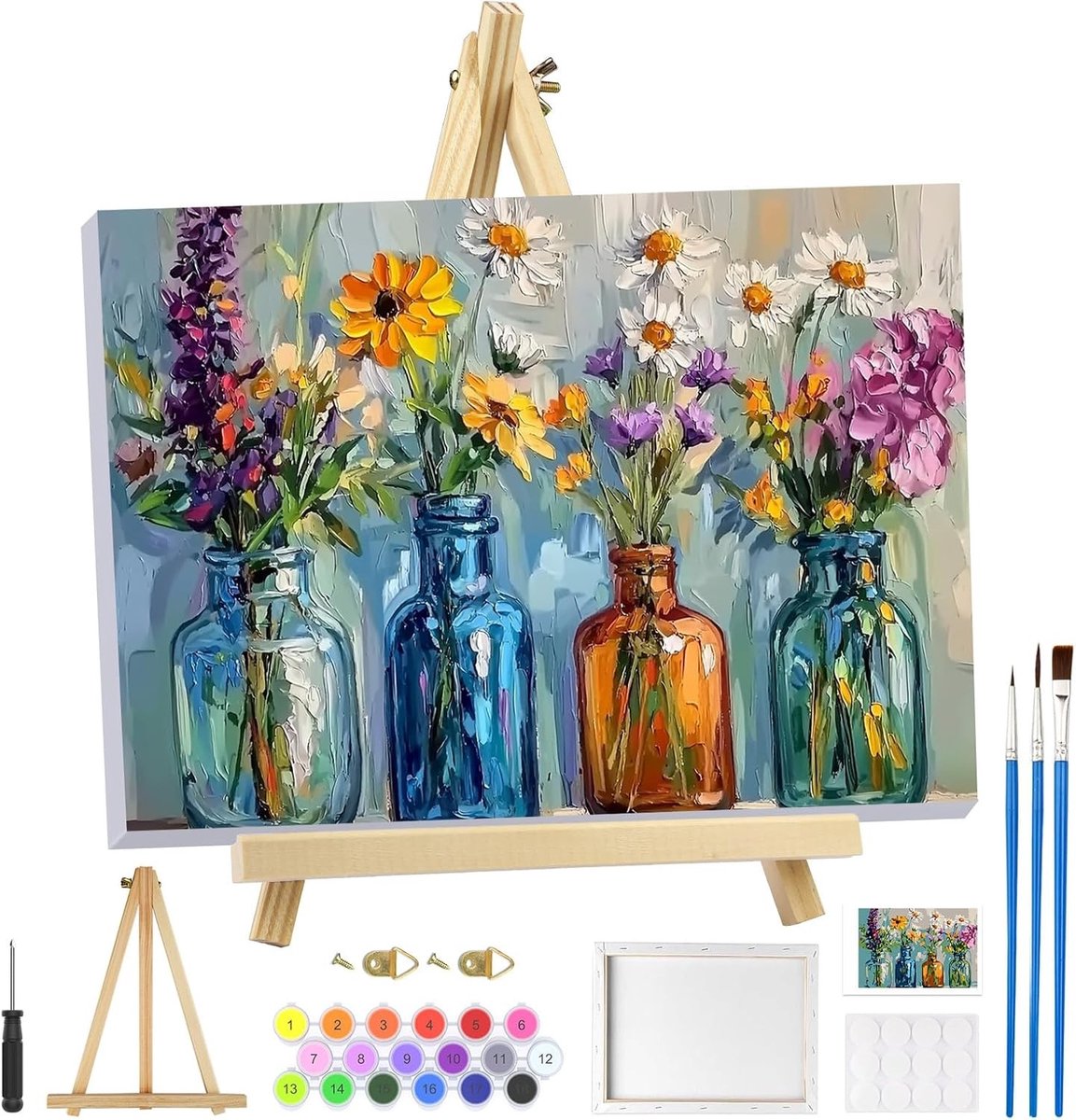 Schilderen op Nummer Set - Canvas met Frame - Inclusief Houten Ezel - Voor Beginners - Volwassenen