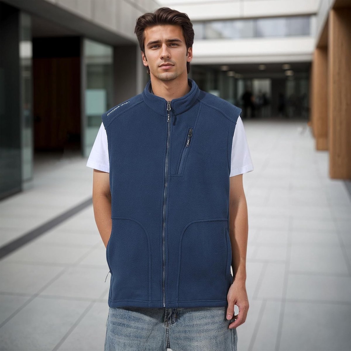Lichte en Warme Fleece Bodywarmer voor Mannen met Rits, Ideaal voor de Winter met Praktische Ritszakken