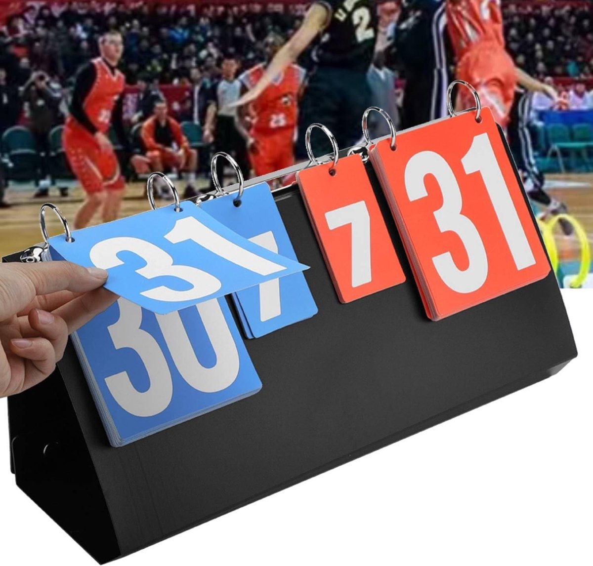 Vouwbaar 4-cijferig Scorebord met Duidelijke Cijfers voor Badminton, Volleybal en Tafeltennis - Ideaal voor Sporttraining en Schoolgebruik