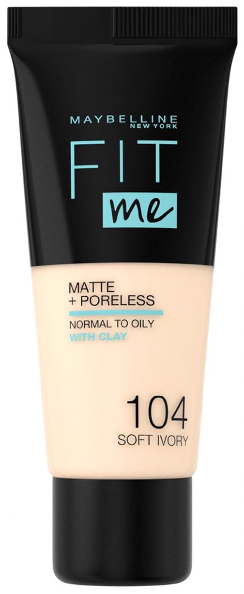 Bol.com Maybelline New York - Fit Me Matte + Poreless Foundation - 104 Soft Ivory - Medium Dekkende Foundation met Matte Finish ... aanbieding