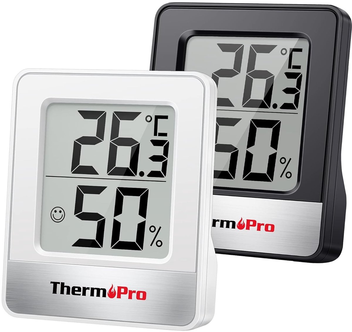 Digitale Thermo-Hygrometer Duo Set - Binnen en Buiten - Temperatuur- en Luchtvochtigheidsmeter - Indicator voor Binnenklimaat - Voor Thuis en Kantoor