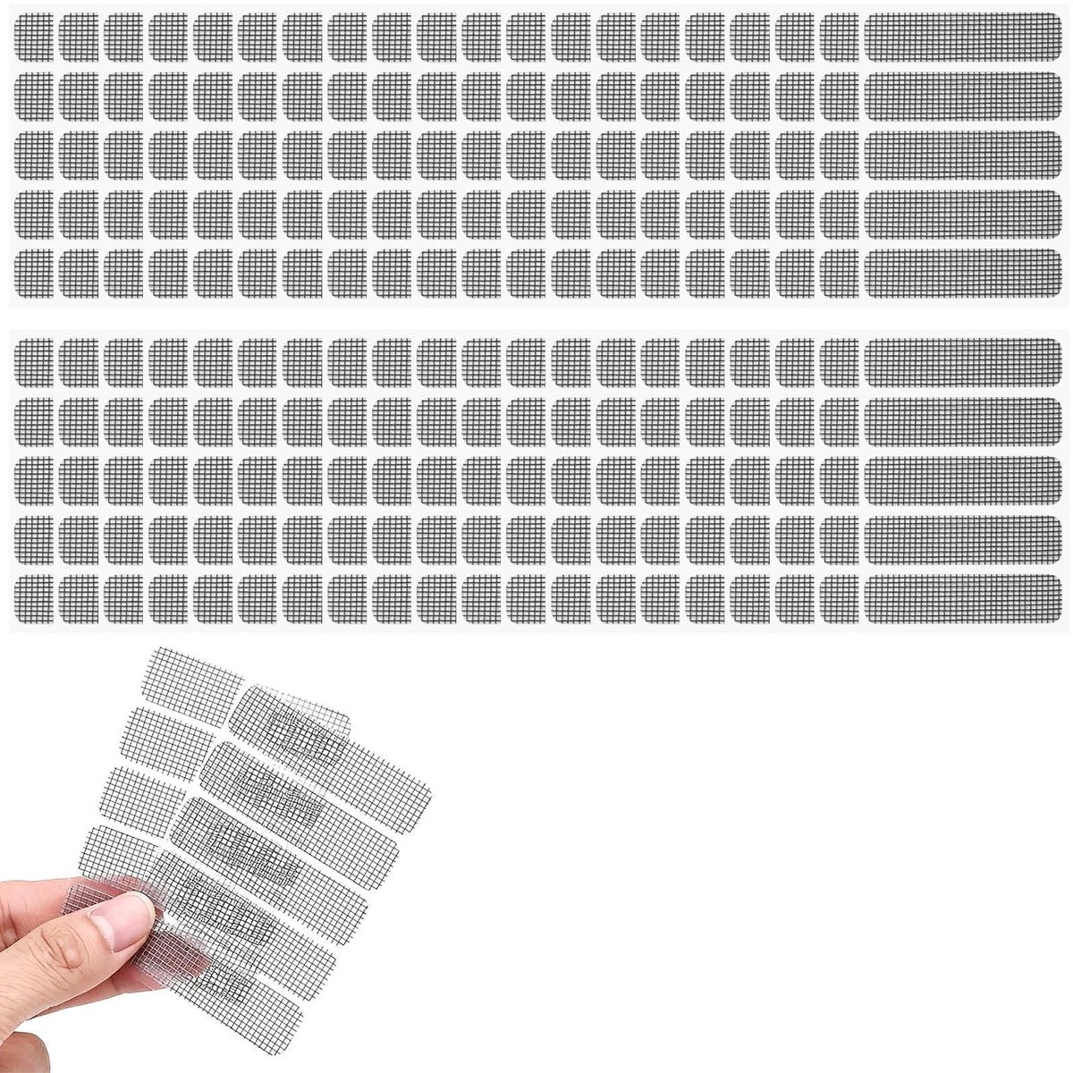 Dailygoods - Vliegengaas, reparatieset, 40 stuks, raamgleuf, insectenbescherming, bescherming tegen muggen, zelfklevend, voor de reparatie van beeldschermramen