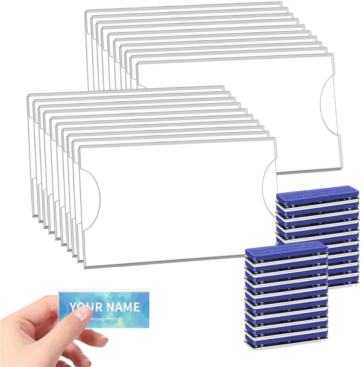 Dailygoods - Magnetische naambordjes, 20 stuks, 90 x 56 mm, magnetische naambordjes, voor kleding, naambordjes voor kleding, magnetische naambordjes, voor kantoren, scholen, tentoonstellingen