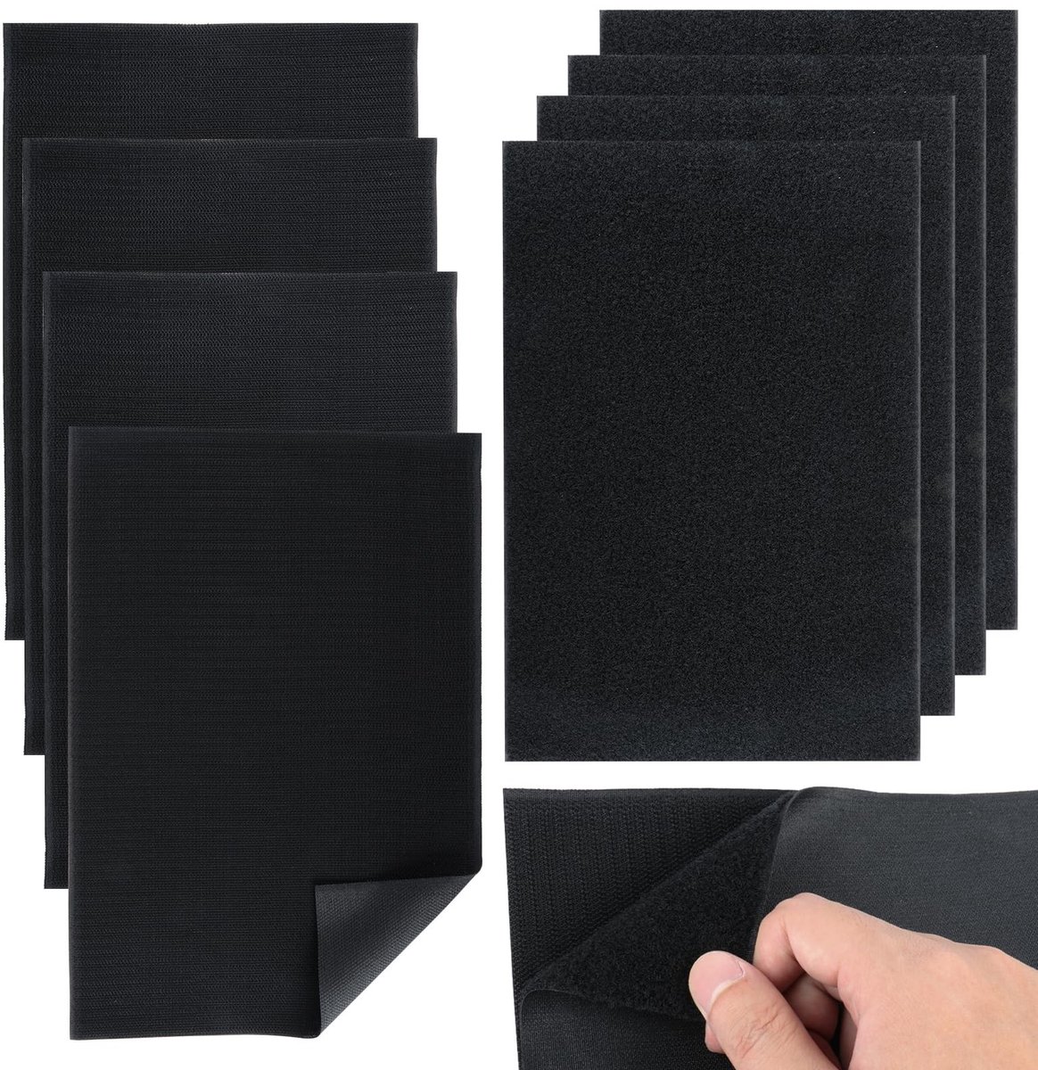 Dailygoods- Klittenband 8 Stuks - 20 x 30 cm - Klittenbandsluiting - Naaibaar - Voor Stof/Textiel - Ideaal voor Kleding/Kussens - Haakband