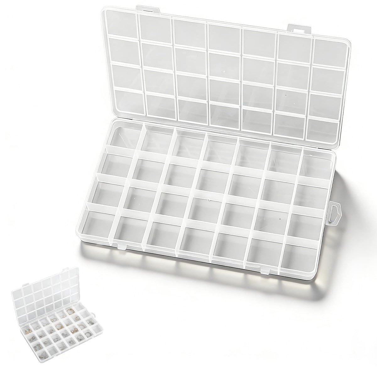 Dailygoods - Jetstream Opbergdoos met 28 vakken, opbergdoos van kunststof met 28 vakken, compatibel met sieraden, kralen, knutselartikelen, schroeven