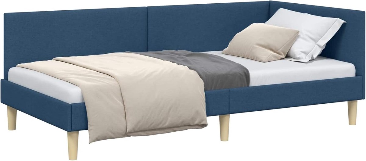 Hoekbedframe - L-vormig bed - Ruimtebesparend slapen - Verstelbaar hoofdbord - 204 x 84 cm