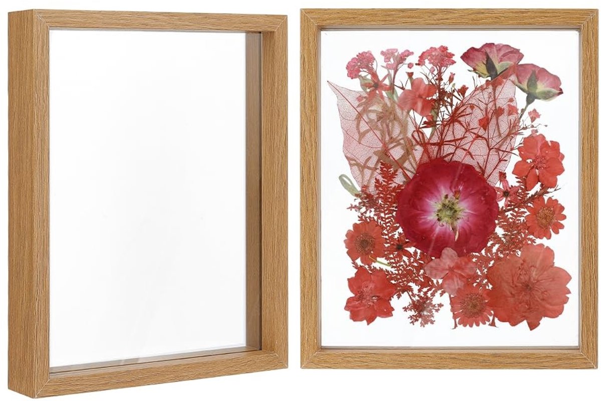 Dailygoods - 2 Stuks Zwevende Fotolijst - Houten Fotolijst voor Bloemen en Foto's