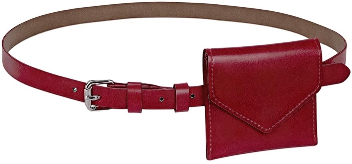 Dailygoods - Y2k PU-lederen heuptasje, verstelbare lederen heupriem, portemonnees, modieus, klein paardensportgordelzakje voor dames en heren, dagelijks rijden, wandelen, reisoutfits (rood)