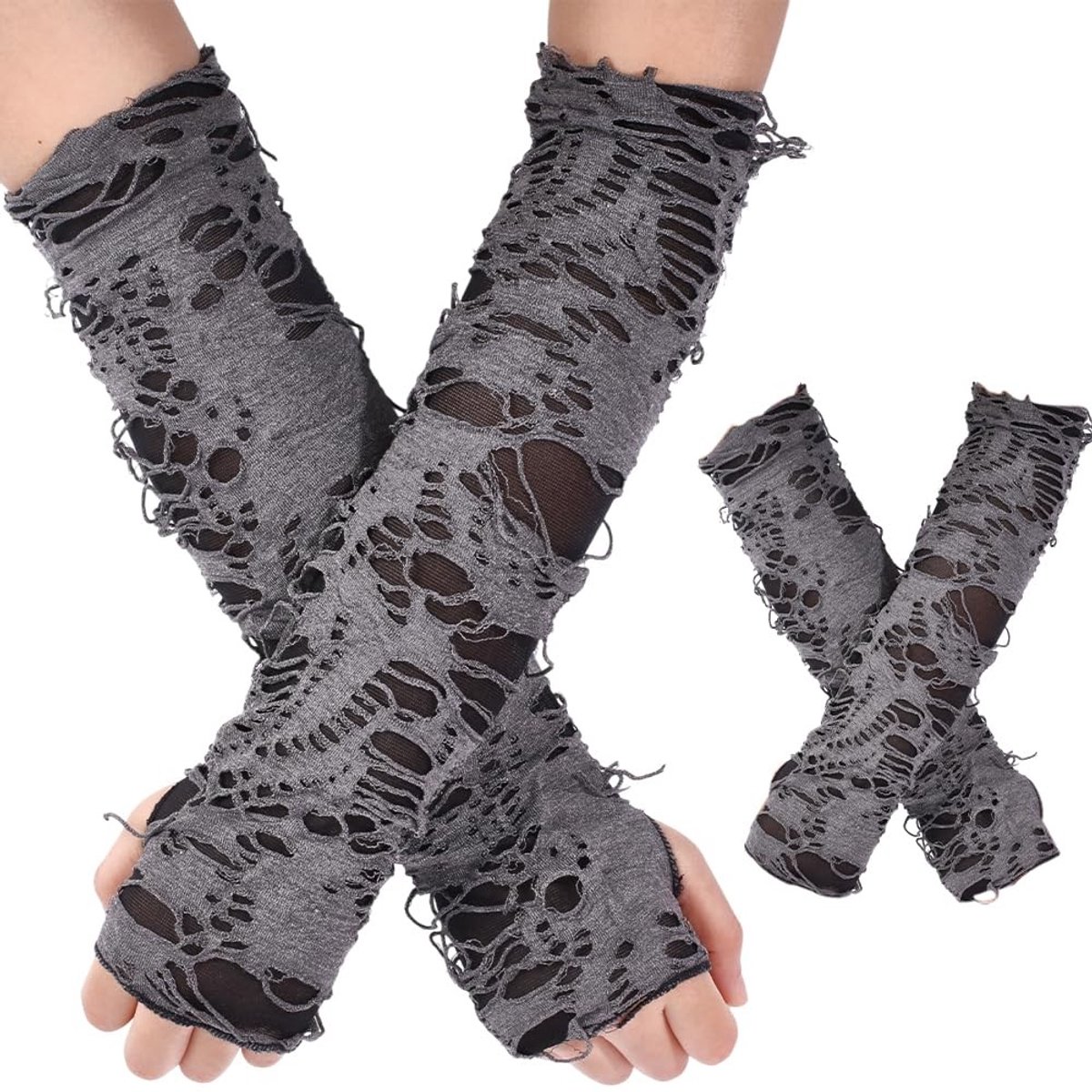 Dailygoods- Vingerloze Handschoenen Uniseks - Gothic Design - Zacht Elastisch Materiaal - Halve Hand Afdekking - Trendy Mesh - Comfortabel Draagcomfort