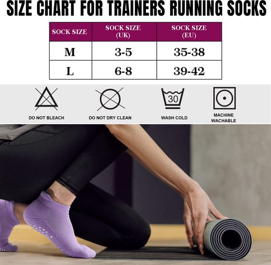 Dailygoods - 4 Paar Grip Yoga Sokken Dames - Antislip Pilates Enkelsokken van Dailygoods — afbeelding 5