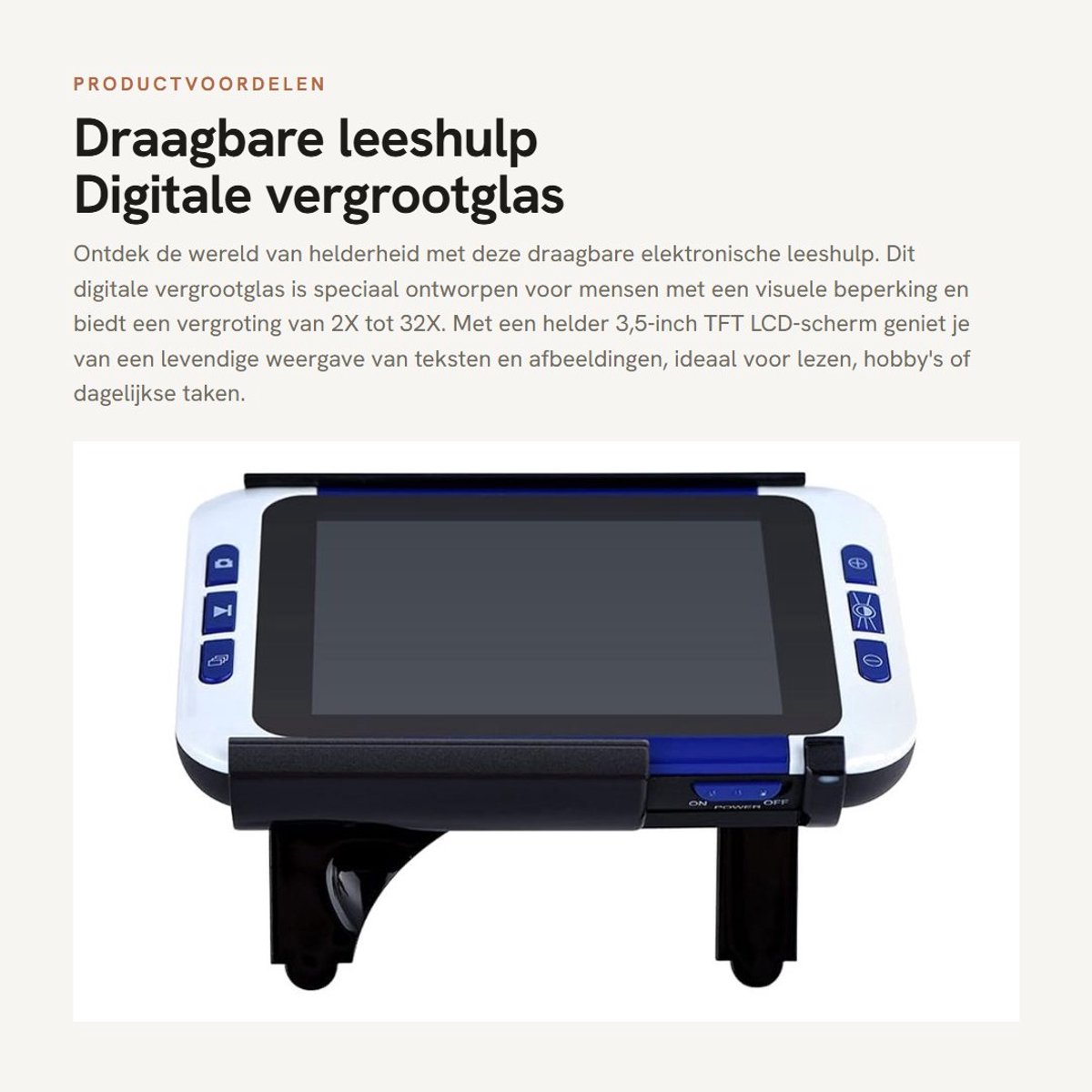 Dailygoods - Draagbare leeshulp - Digitale vergrootglas - Handheld ontwerp - Blauw - Ondersteunt AV-uitgang - Geschikt voor slechtzienden - Compact fo...