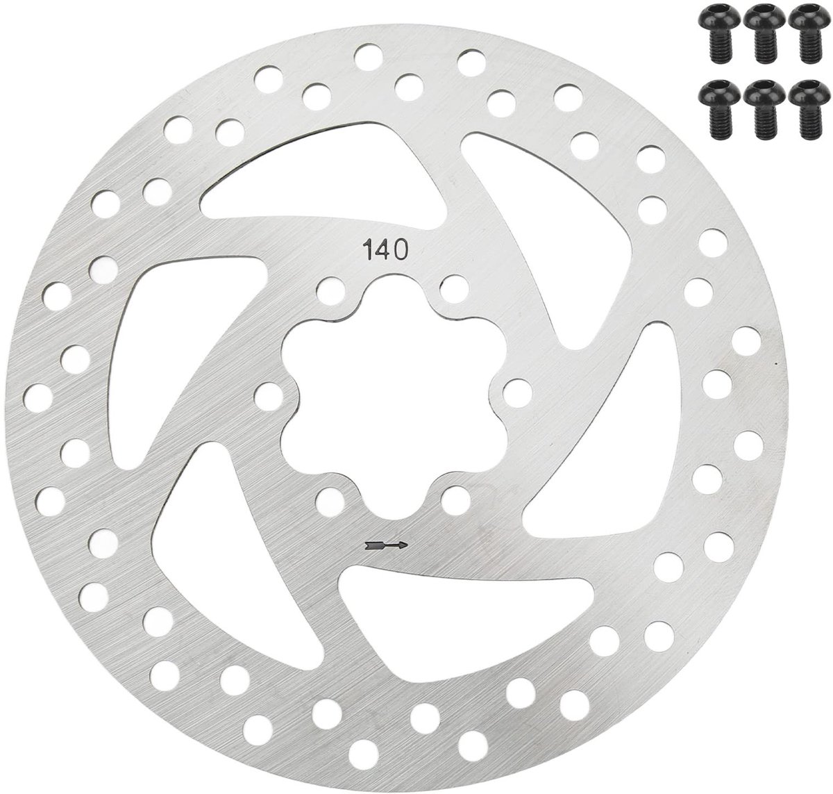 Dailygoods - 140 Mm Remschijf - Roestvrijstalen Remschijf - Warmteafvoer - 6 Gaten - Voor Elektrische Scooters - Hoge Kwaliteit - Geschikt voor Versch...