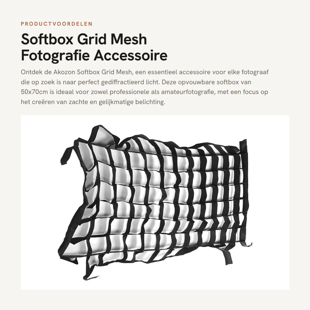 Dailygoods- Softbox 50x70cm - Opvouwbare Softbox - Mobiele Grid - Nylon Mesh - Fotografie Accessoires - Lichtbak Bevestiging