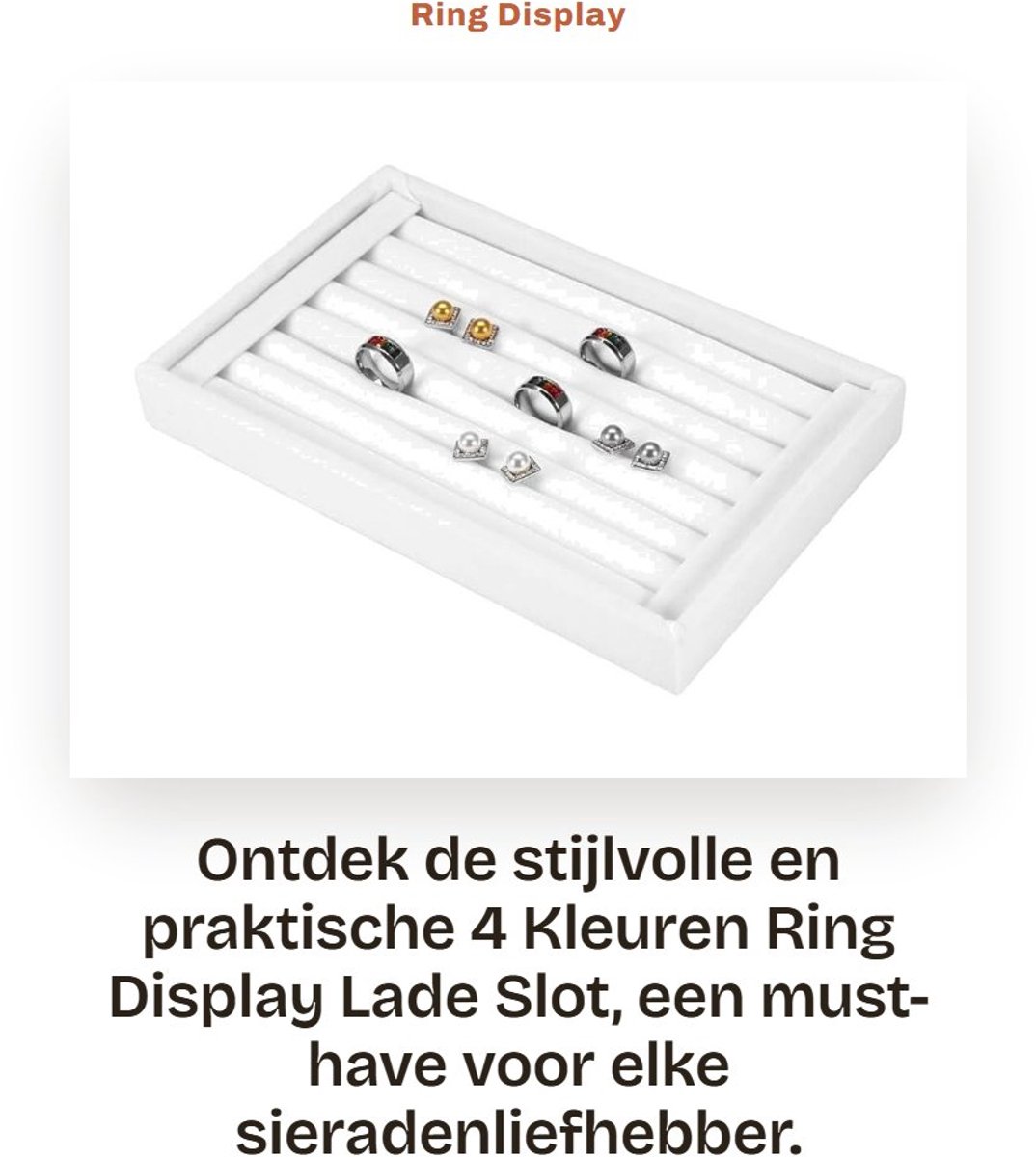 Dailygoods- Ringdisplay Ruimtebesparend - Sieradenbakje - Houten Houder - Fluwelen Showcase - Duurzaam - Zacht en Beschermend - Sieradenhouder