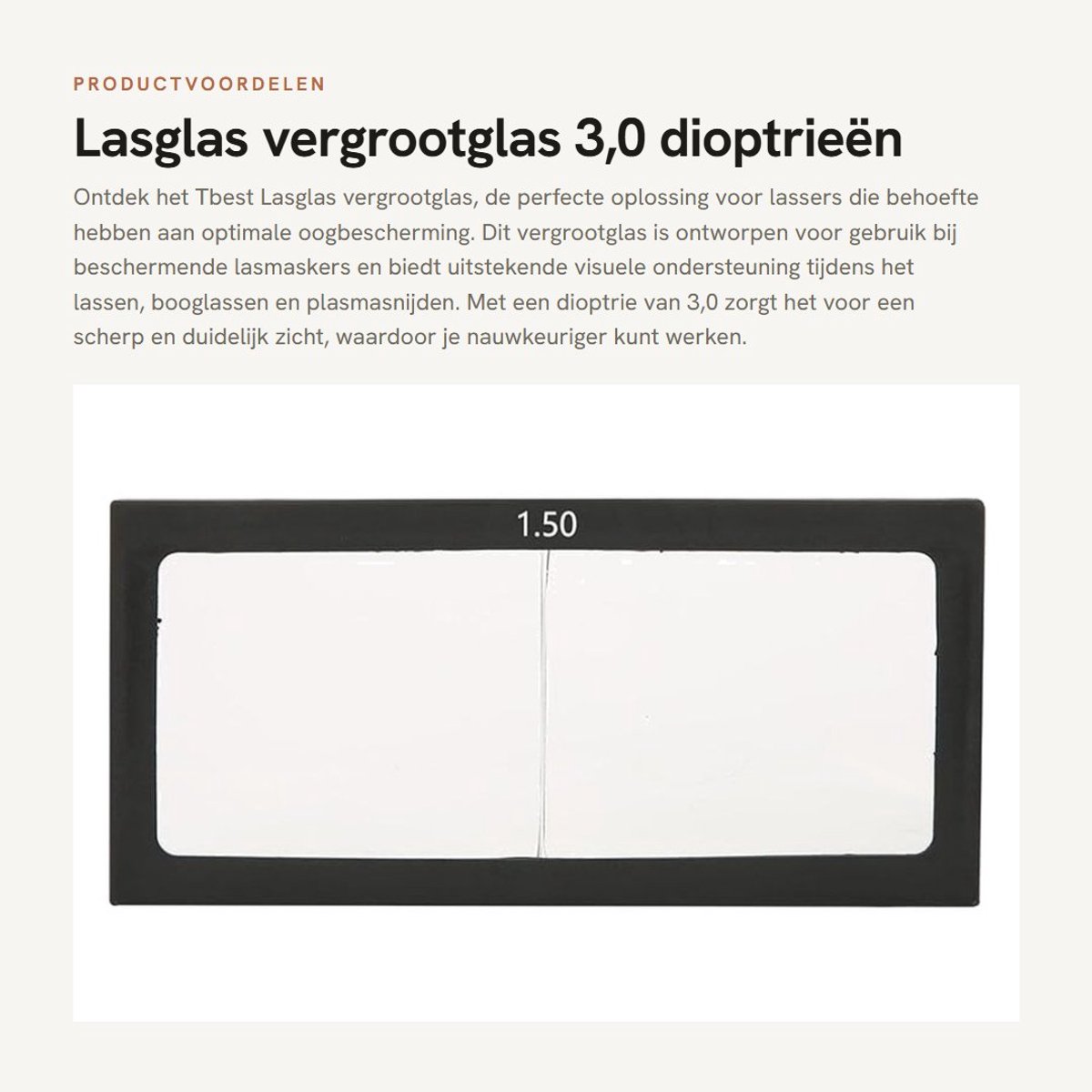 Dailygoods- Lasglas 3,0 Dioptrieën - Vergrootglas - Beschermende Uitrusting - Oogbescherming - Anti-Ultraviolet - Professionele Verwerking - Laslens
