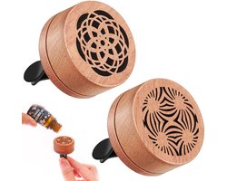 Dailygoods- Auto-Diffuser Mini - Houten Diffuser - Ventilatieclip - Aromatherapie-Diffuser - Lavasteen - Antislip Bevestiging - Aromadiffuser