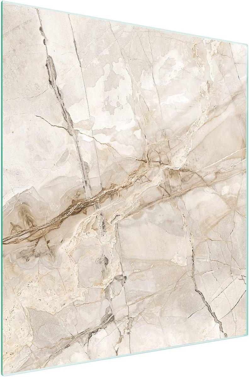Fornuis Afdekplaat - Werkblad Beschermer - Keuken Organisatie - Gehard Glas - 45x52 cm - Marmer Look
