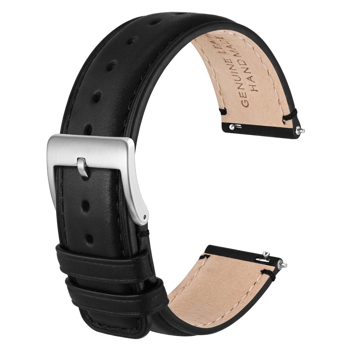 Dailygoods- Horlogebandje Echt Leer - Snelsluiting - Roestvrijstalen Gesp - Vochtbestendig - Duurzaam - Comfortabel Ontwerp - Horlogearmband