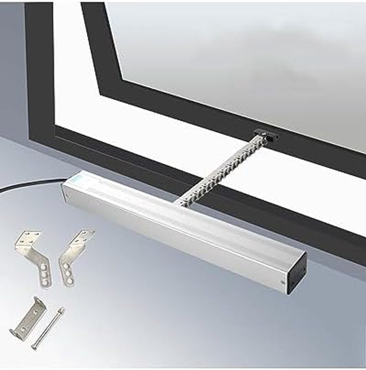 Automatische raamopener - Elektrische opener - Ramen automatiseren - Afstandsbediening en schakelaar - 24V motor - Zilver