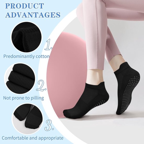 Yogasokken Antislip - 4 Paar - Ademend - Comfortabel - Eenheidsmaat 36-41 - Hoogwaardig Katoen - Antislipsokken — afbeelding 5