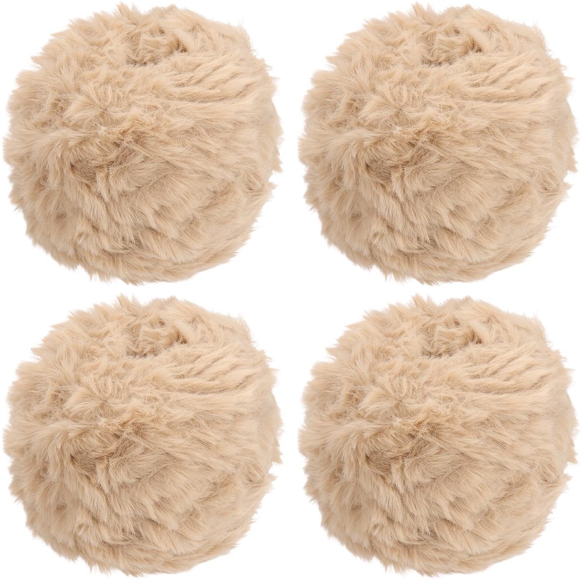 Dailygoods - PATIKIL 64 Meter Pluche Garen, Pluche Wol, Fluffy Yarn, 4 Bollen van 100 Gram, Zacht Pluche, Pluizig, Dik Kunstbont, Voor Haken, Handbreien, Hoeden, Knutselen, Handwerk, Melkkoffie