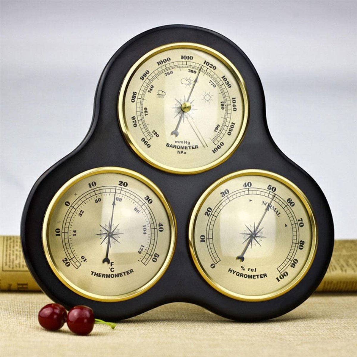 Weerstation Barometer - 3-in-1 apparaat - Binnen Weer Meten - Draadloze Meting - Wandmontage - Metaal