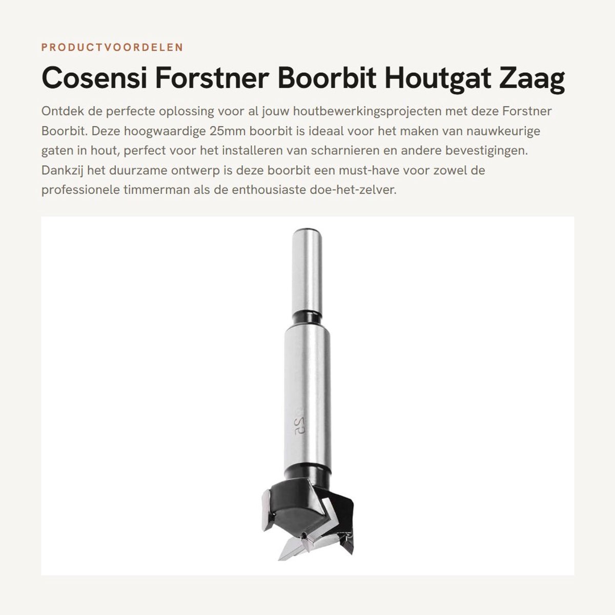 Dailygoods - Forstner Boorbit - Houtgat Zaag - 25mm - Houtbewerking - Gat Boren - Precisie Cutter - Geschikt voor Houtbewerking - 25mm