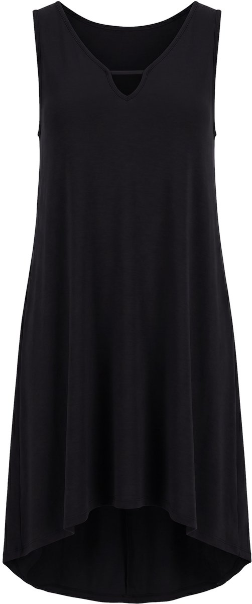 Angel of Style - Dames - Midi-jurk van jersey mouwloze A-lijn keyhole - Zwart - Maat 50