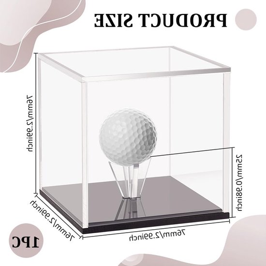 Golfbaldisplay van acryl, kubus etui voor golfballen, transparant met zwarte bodem van Merkloos — afbeelding 5