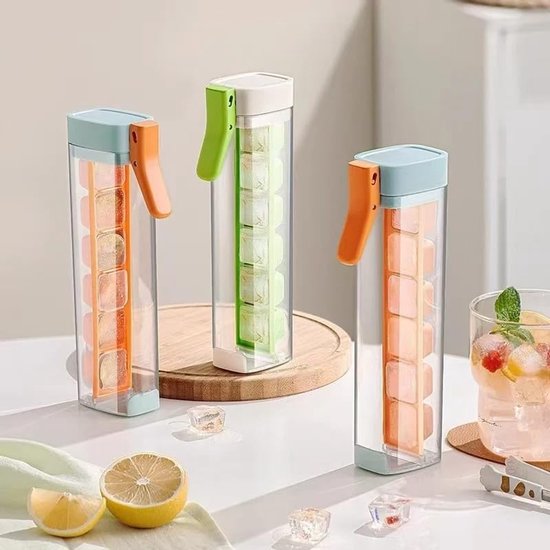 IJsmachine Glas - IJsvorm Bak - Cocktails Koelen - Handige Pers Ontgrendeling - 6 IJsblokjes - Groen Oranje — afbeelding 4