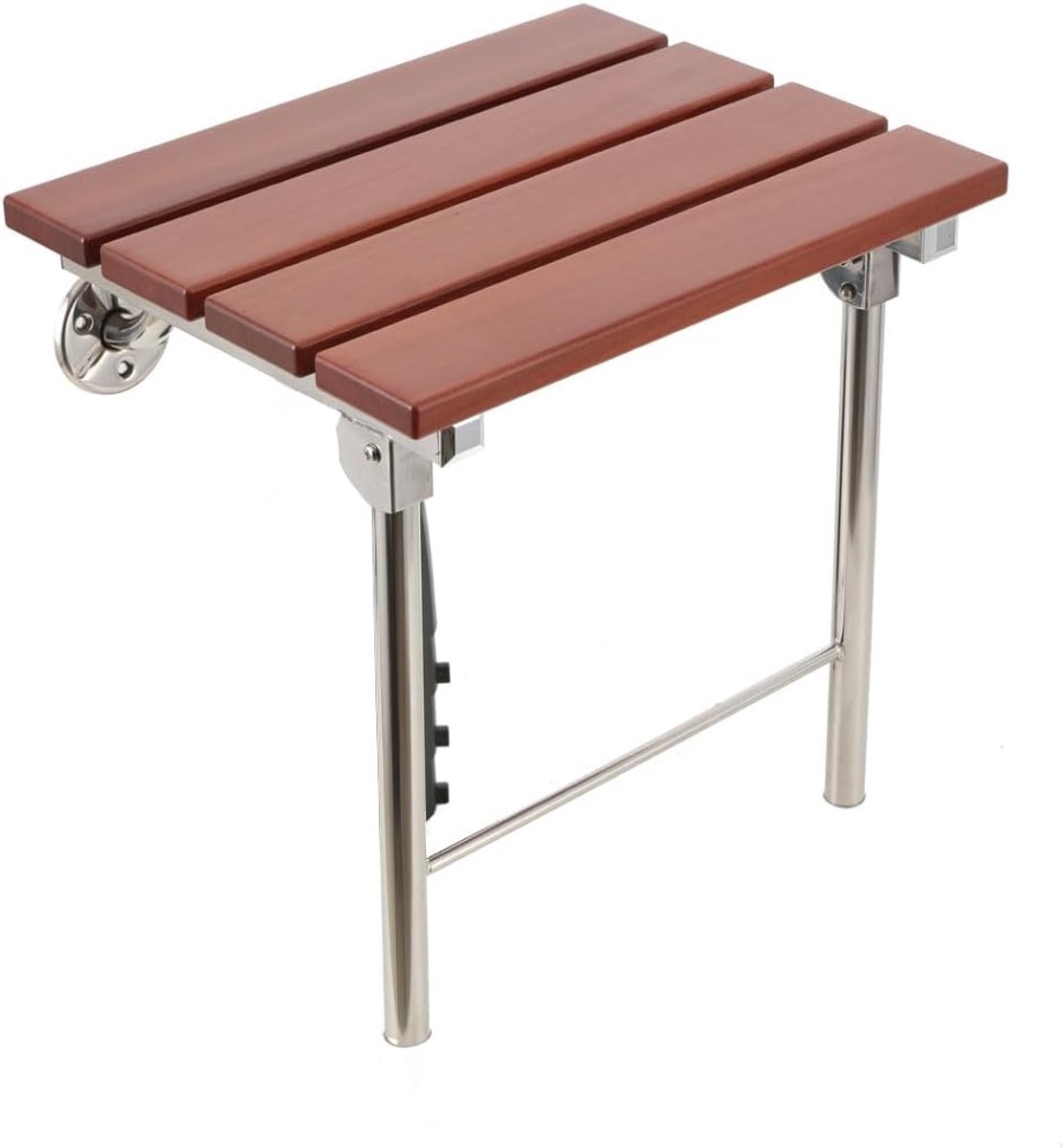 Douchezitje Opvouwbaar - Wandmontage Kruk - Veilig Douchen - Met Poten - 38 cm Breed - Houtkleur