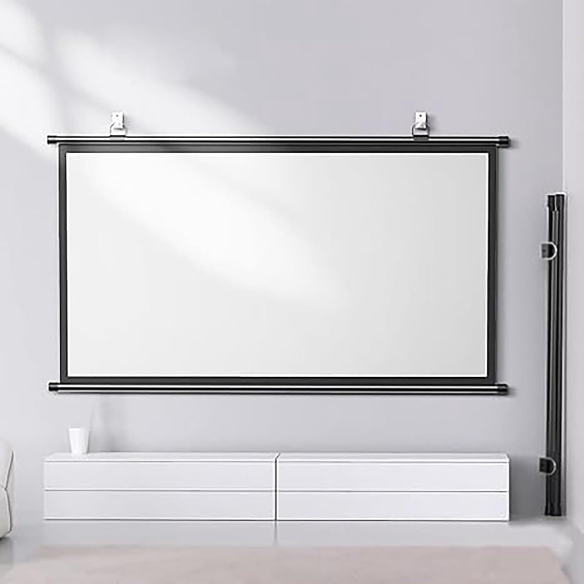 Projectiescherm - Draagbaar scherm - Thuisbioscoop creëren - Handmatig oprolbaar - 72 inch - Zwart