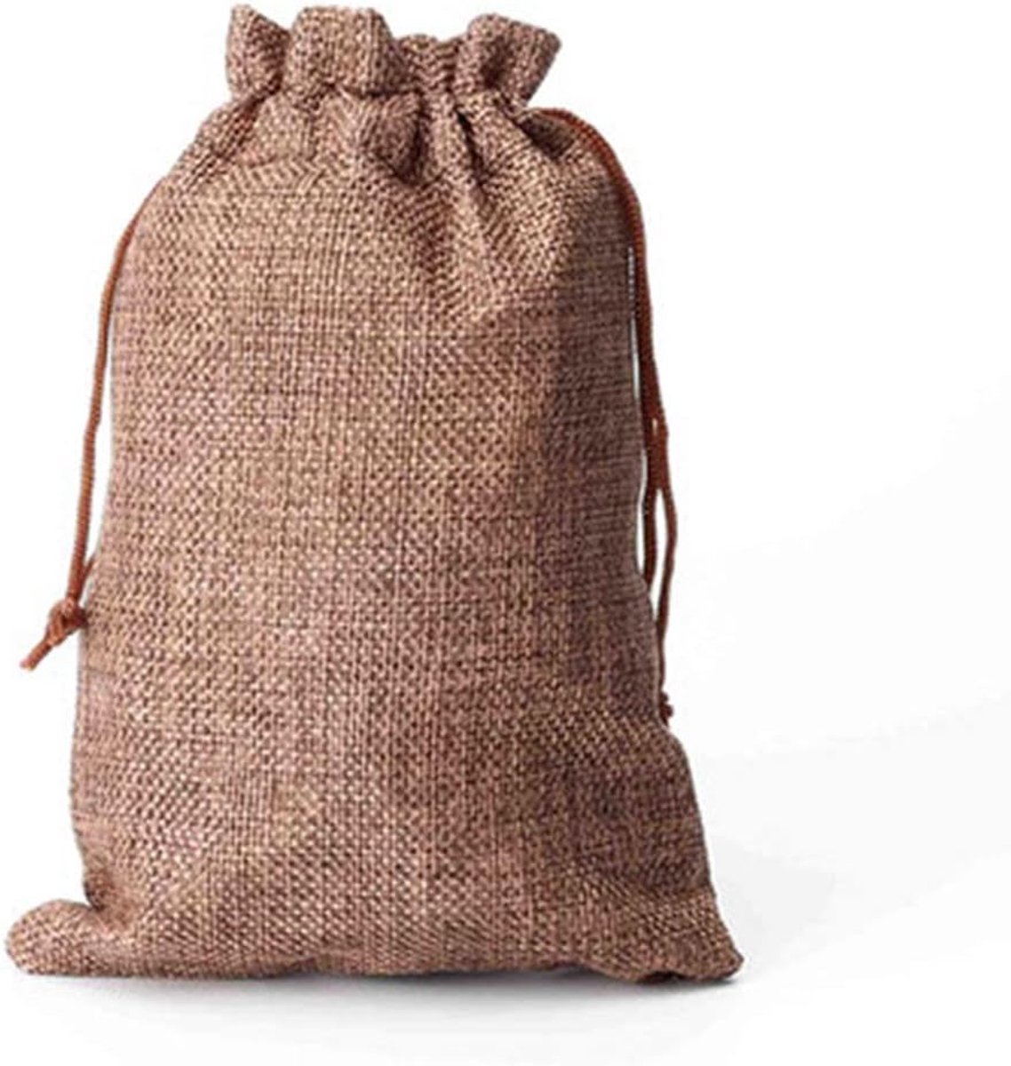 Linnen Zakjes - Katoenen Tasjes - Cadeautjes Verpakken - Met Trekkoord - 10 Stuks 13x18cm - Bruin