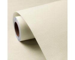 Dailygoods - FunStick behang beige zelfklevend slaapkamer structuurbehang decoratief patroon folie zelfklevend meubels commode kast woonkamer kunststofweefsel folie keuken crème beige wandbehang 40 cm x 2 m