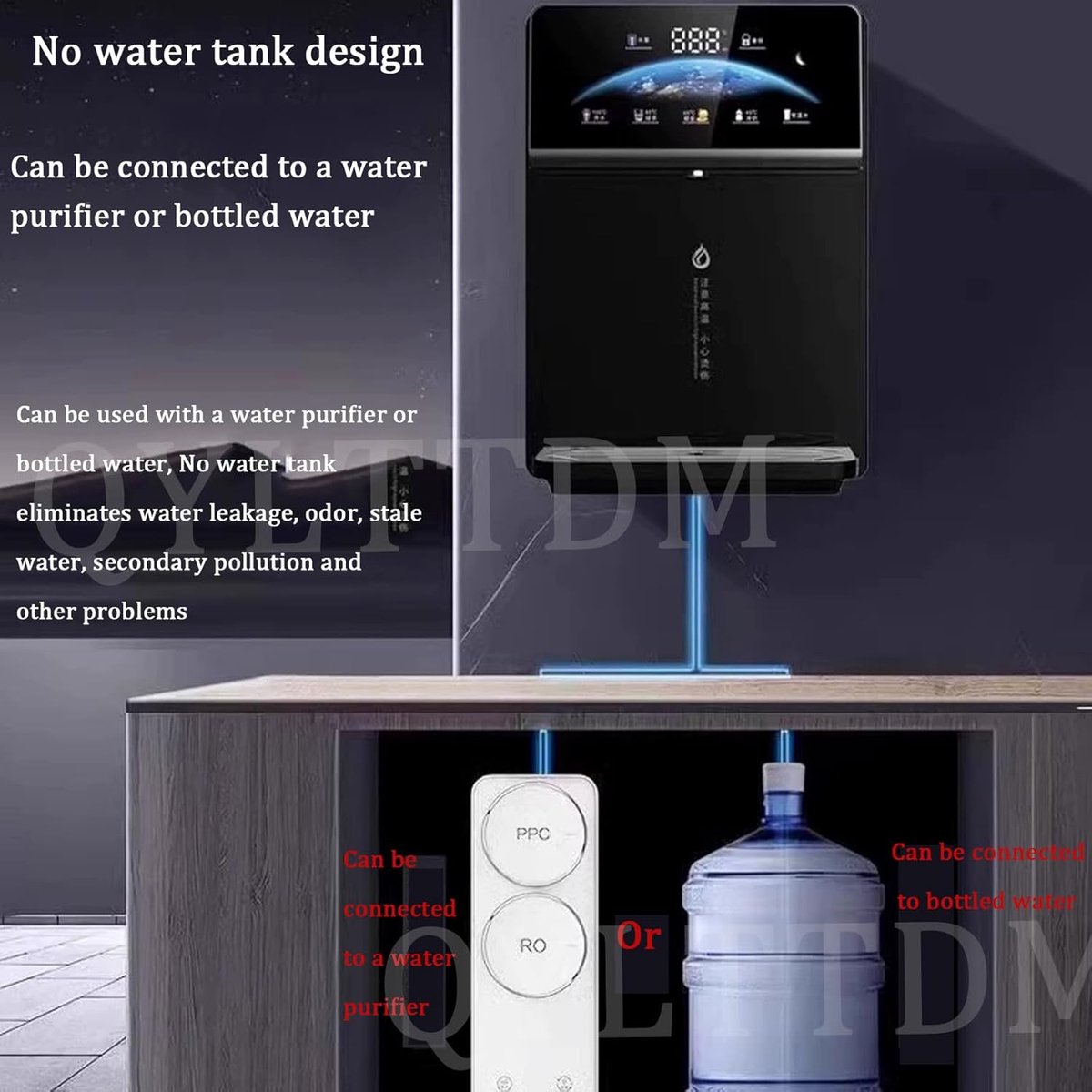 Waterdispenser - Warme koude kraan - Direct water tappen - Elektronisch kinderslot - 4 volumes - Wit