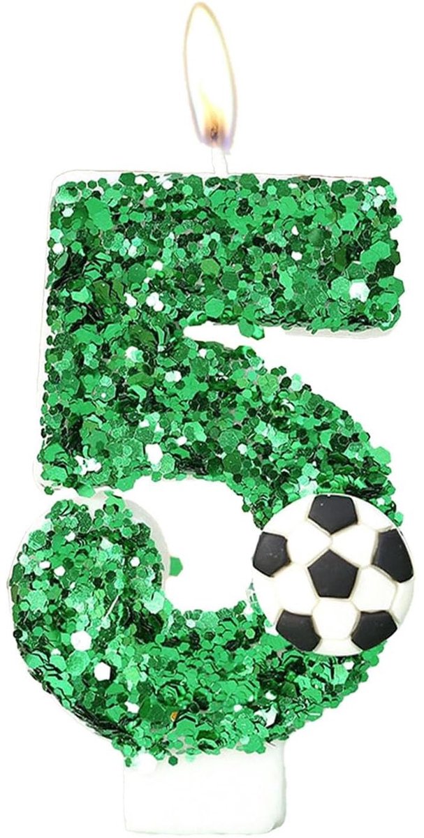 Dailygoods - 3D Verjaardagskaars Getal 5 Voetbal Taartdecoratie
