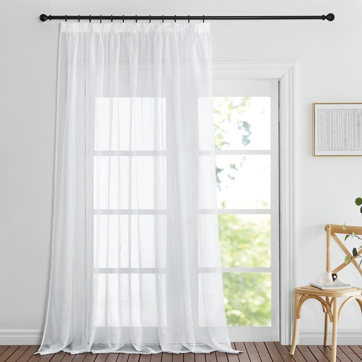 Dailygoods- Raamgordijnen Transparant - Vitragegordijnen Kant en Klaar - Plooiband - 200x260cm - 100% Polyester - Lichtdoorlatend - Vitrage