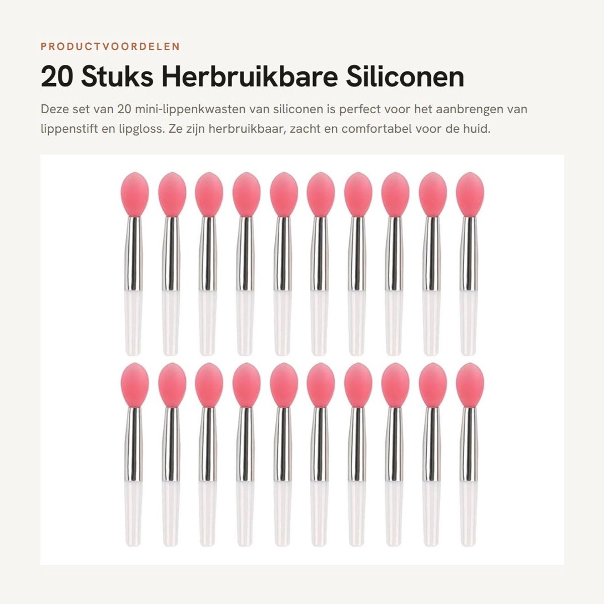 Dailygoods- Lippenkwasten 20 Stuks - Herbruikbare Siliconen Applicator - Draagbare Lippenbalsemkwast - Zacht en Comfortabel - Geschikt voor Alle Huidtypes - Duurzaam - Lippenapplicator