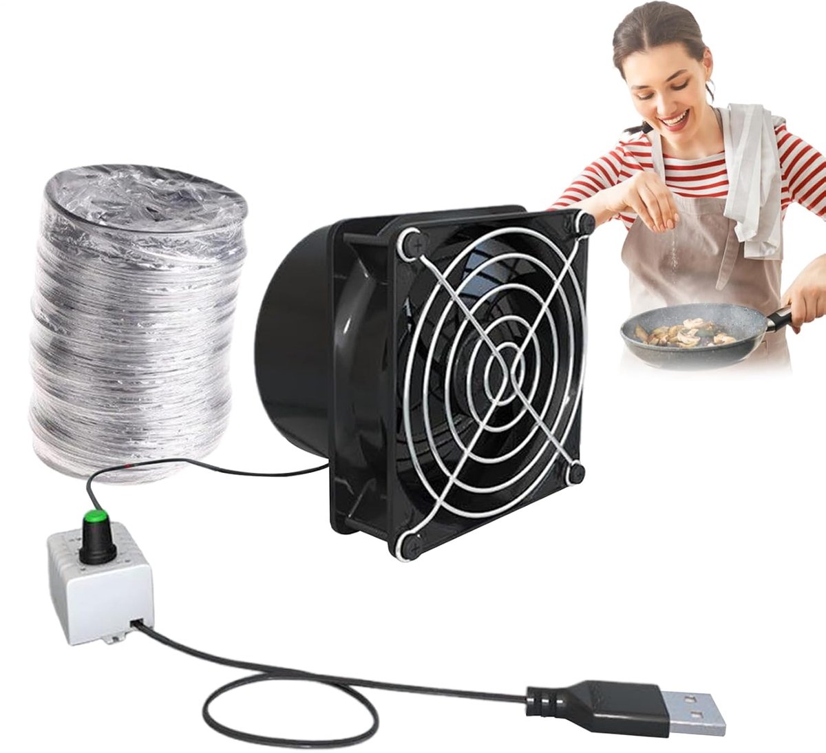 Afzuigventilator - Ventilator - Luchtcirculatie - Instelbare Snelheid - Compact - Wit