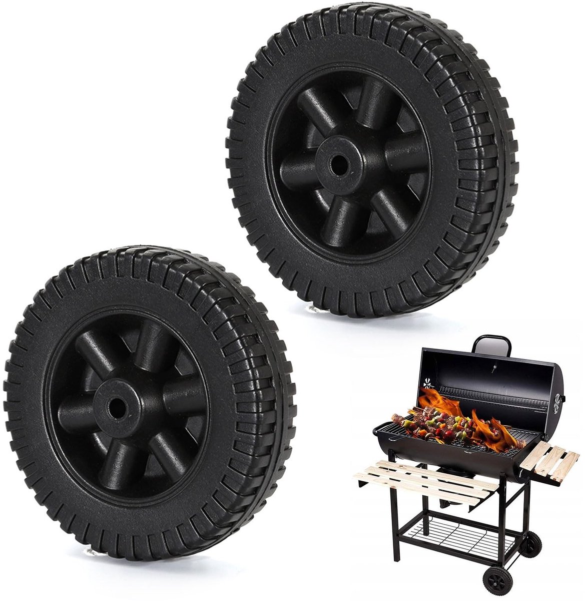 Dailygoods- Grillwielen 15,24 cm - Kunststof - Reserveonderdelen - Sterk en duurzaam - Hittebestendig - Compact en lichtgewicht - Barbecuewielen
