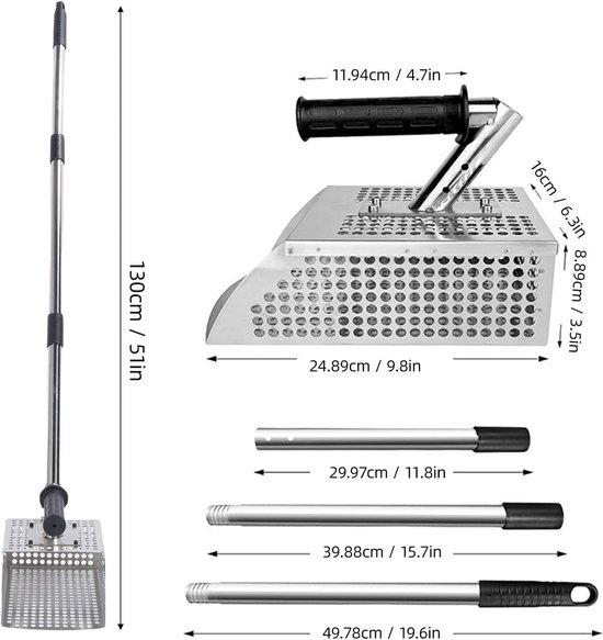 Metalen Detector Zandschep - Strand Schep - Schatten Zoeken - Roestvrij Staal - 45 cm - Zilver — afbeelding 4
