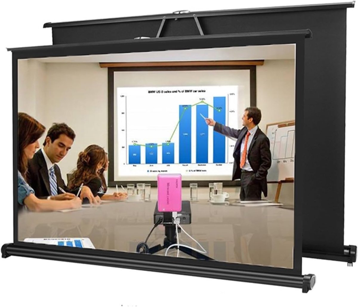 Projectiescherm Tafelmodel - Draagbaar Scherm - Presentaties Onderweg - Opvouwbaar Mat Wit - 50 Inch 16:9 - Wit