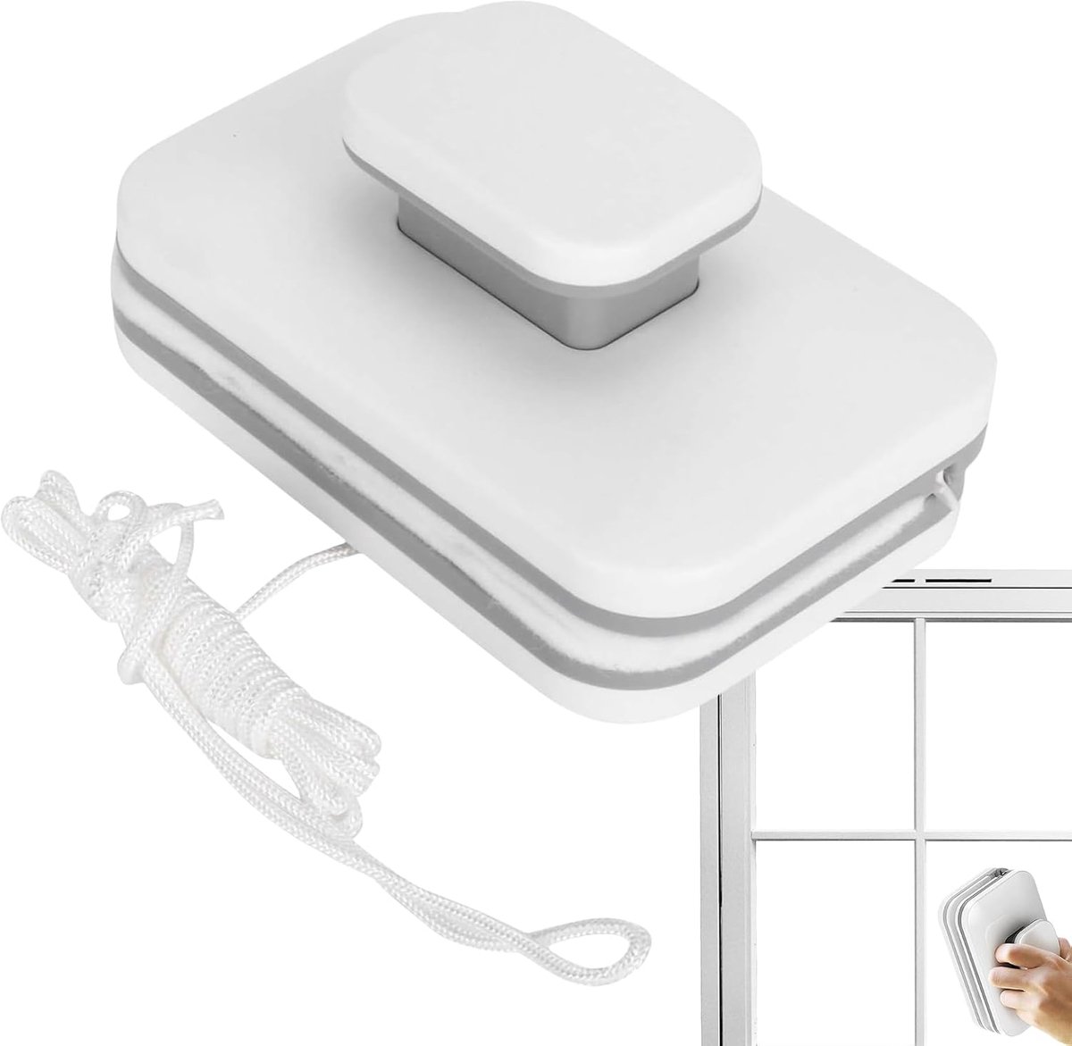 Magnetische Ruitenreiniger - Dubbelzijdig Schoonmaken - Auto Ramen Wassen - Verstelbare Breedte - 3-10mm Glasdikte - Wit