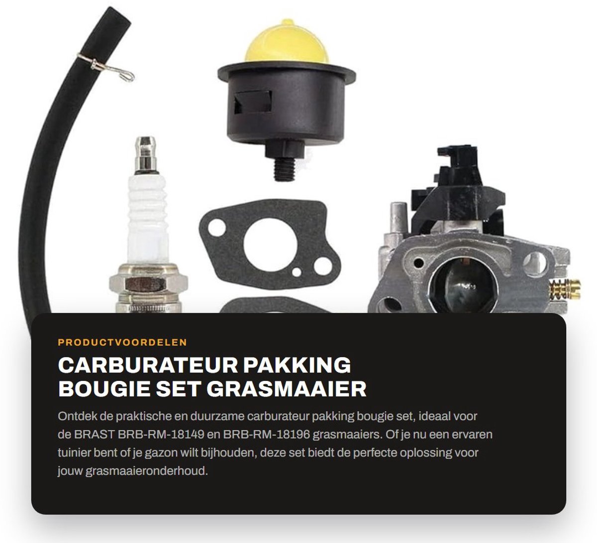 Dailygoods- Carburateur Set - 1x Carburateur - 3x Pakking - 1x Slang - 1x Pomp Primer - 1x Bougie - Grasmaaieronderdelen