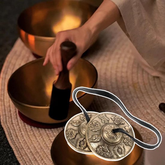 Handcymbalen - Rituele klokken - Meditatie verdiepen - Harmonieuze resonantie - 7 cm - Messing — afbeelding 2